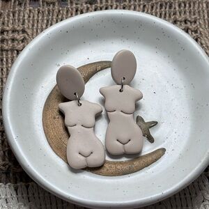 Beige Abstract Body Earrings